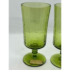 Vintage Lenox Handblown Set Of 2  Green Wine Glasses Lead  Crystal Made in USA